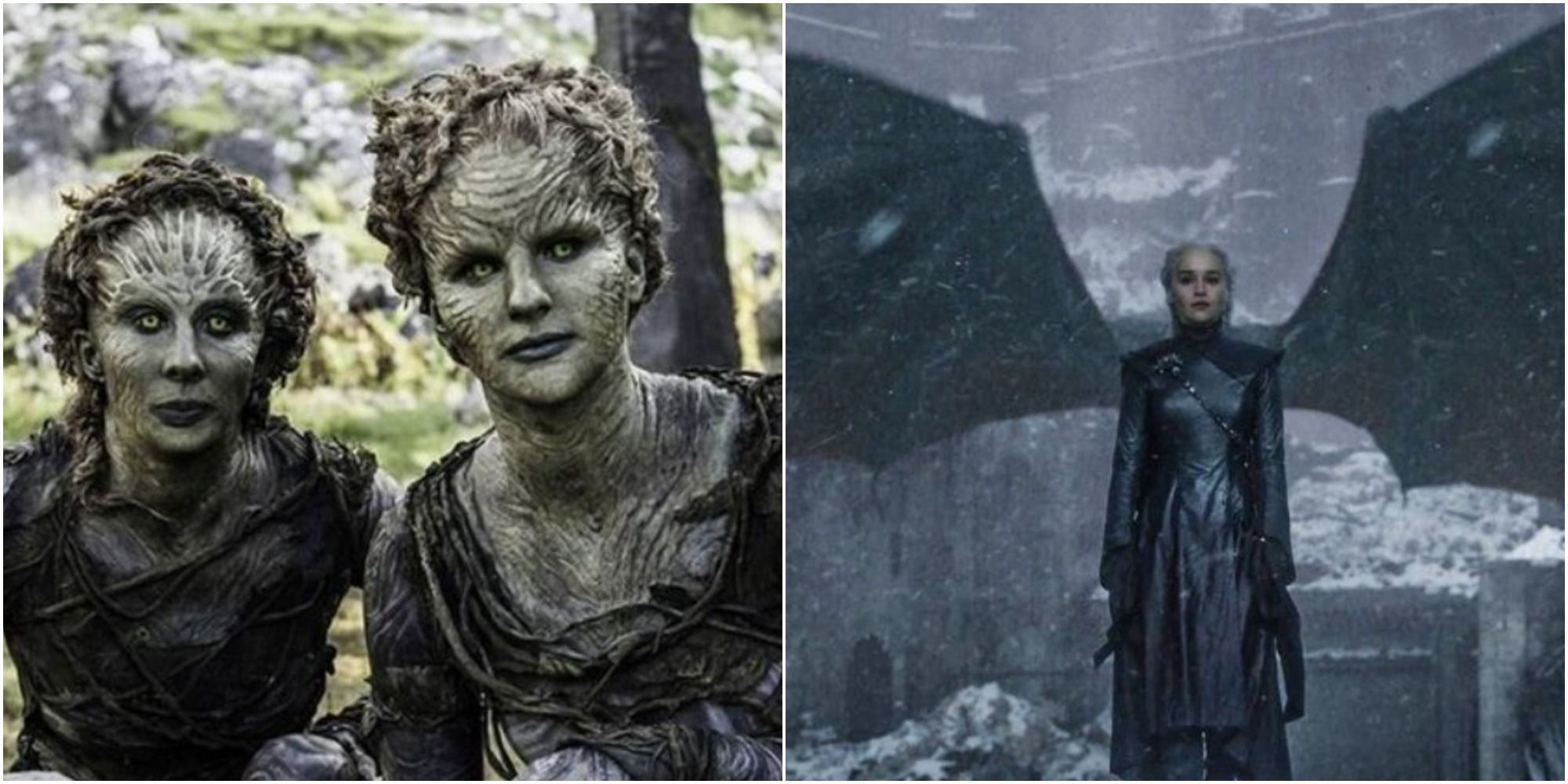 A split image of the Children of the Forest and Daenerys from Game of Thrones.