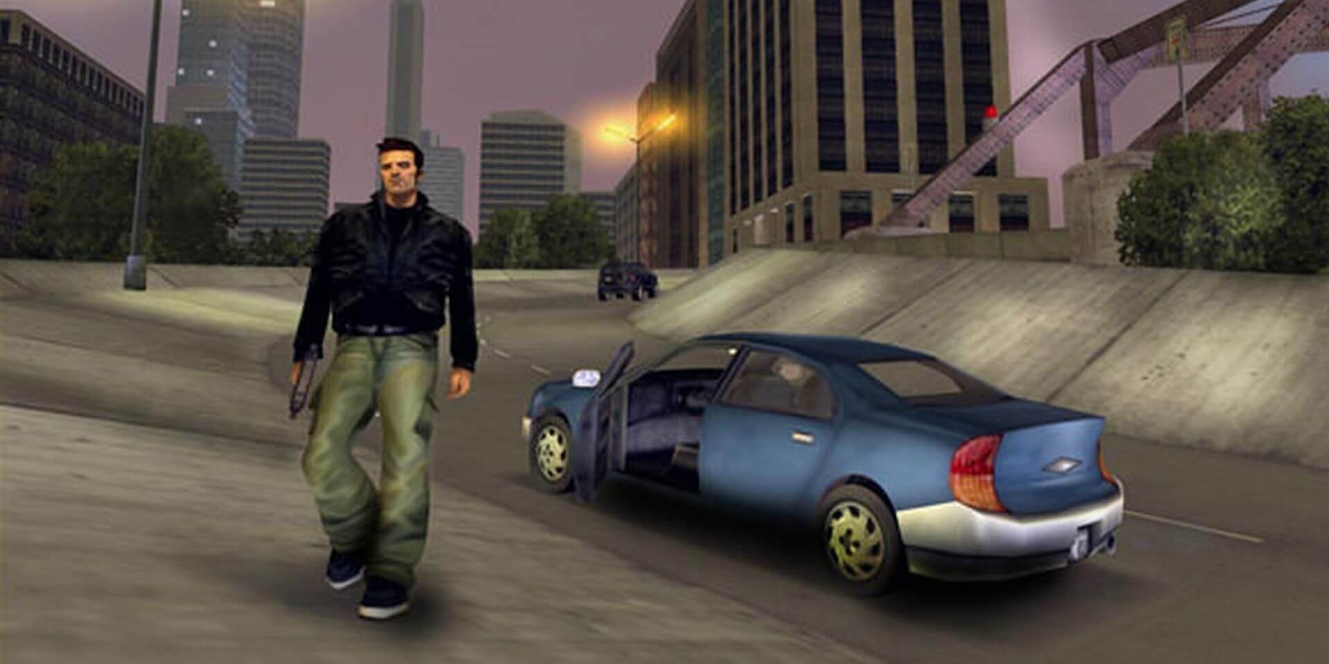Claude leaves his vehicle in Grand Theft Auto III