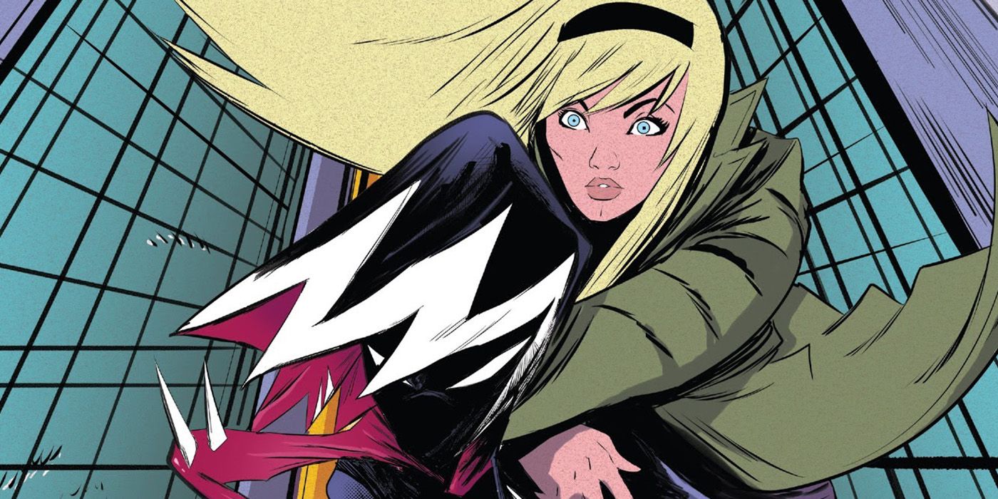 Spider-Gwen swings with an alternate Gwen Stacy on Earth-617