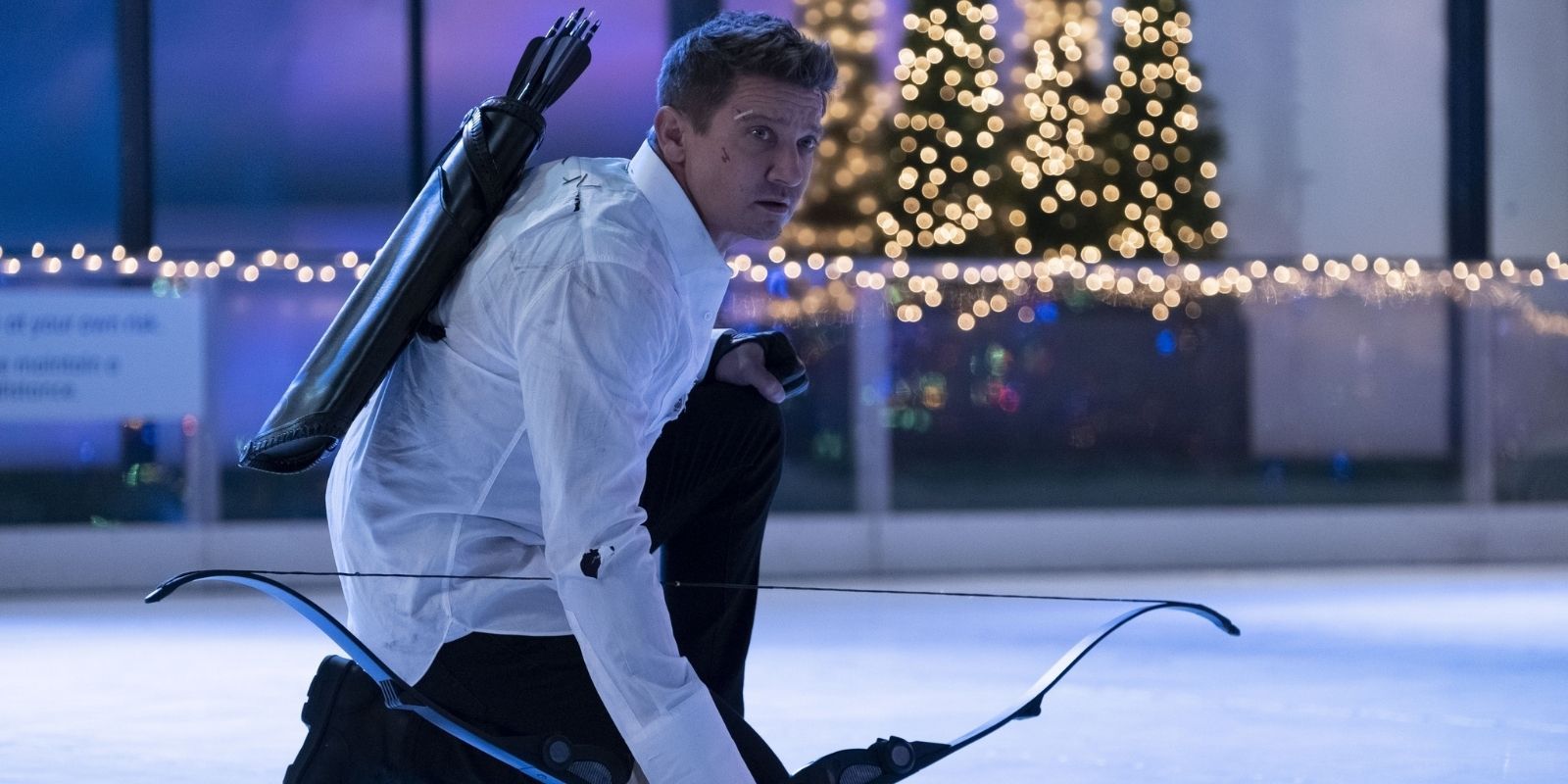 Hawkeye in dress gear on ice from the series finale