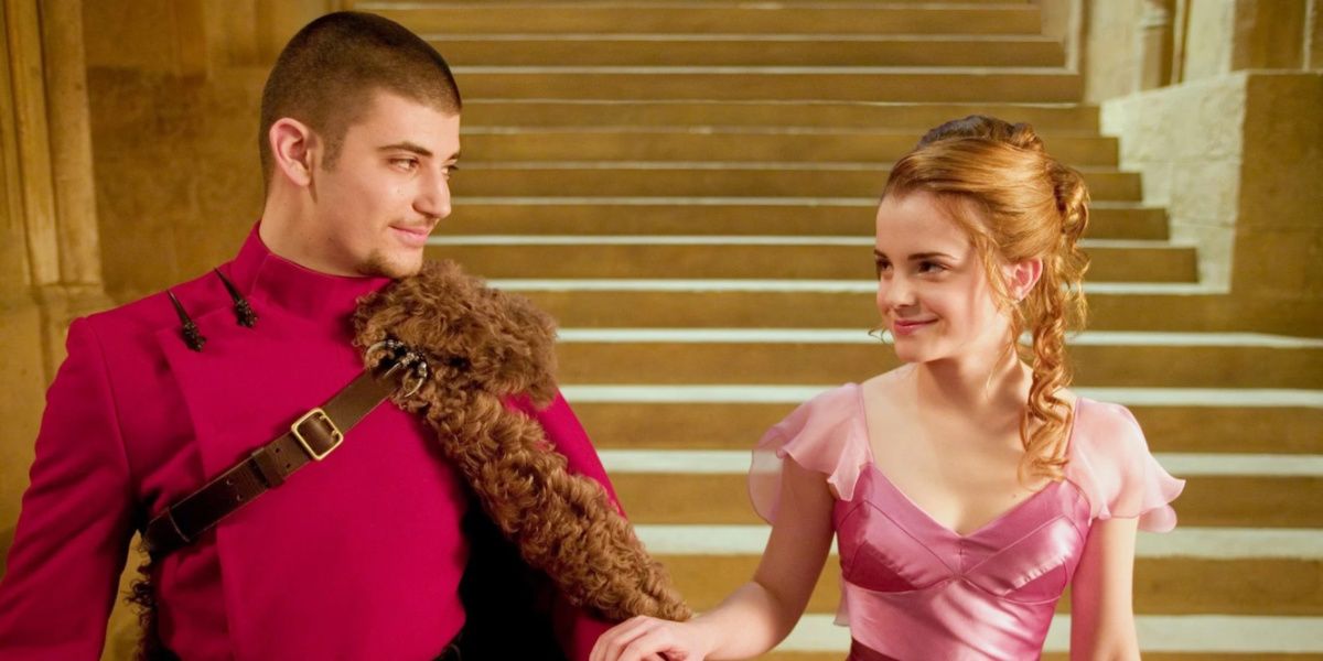 Hermione Granger and Viktor Krum attend the Yule Ball in Harry Potter and the Goblet of Fire.