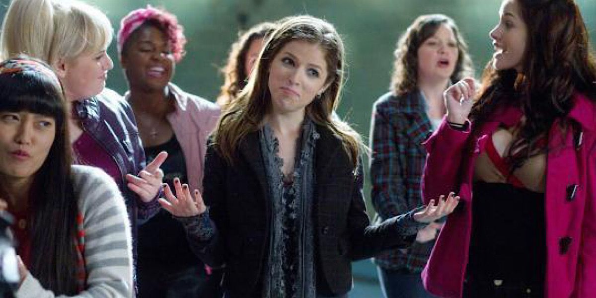 The Barden Bellas singing in a riff off in Pitch Perfect.