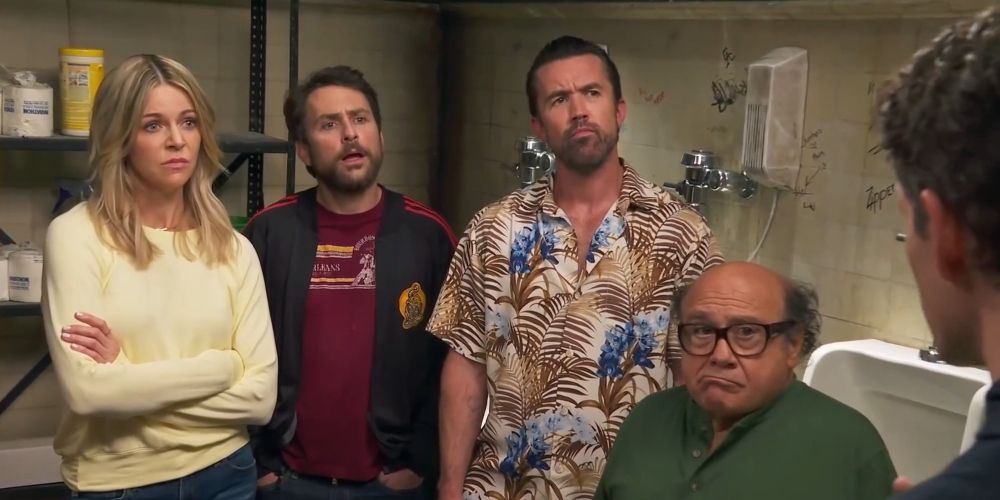 The gang, including Frank, in season 2 of It's Always Sunny in Philadelphia