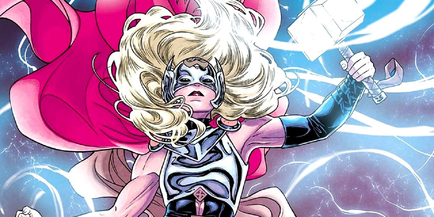 Jane Foster wields Mjolnir as Thor in Marvel Comics