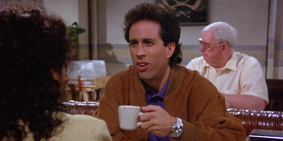 Jerry drinking coffee at the diner - Seinfeld