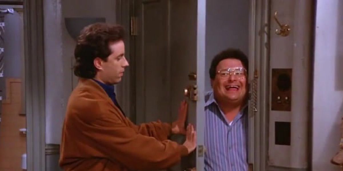 Jerry shutting the door on Newman in Seinfeld