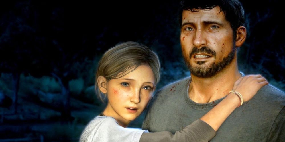 Joel Miller holding his daughter Sarah in the opening to The Last of Us