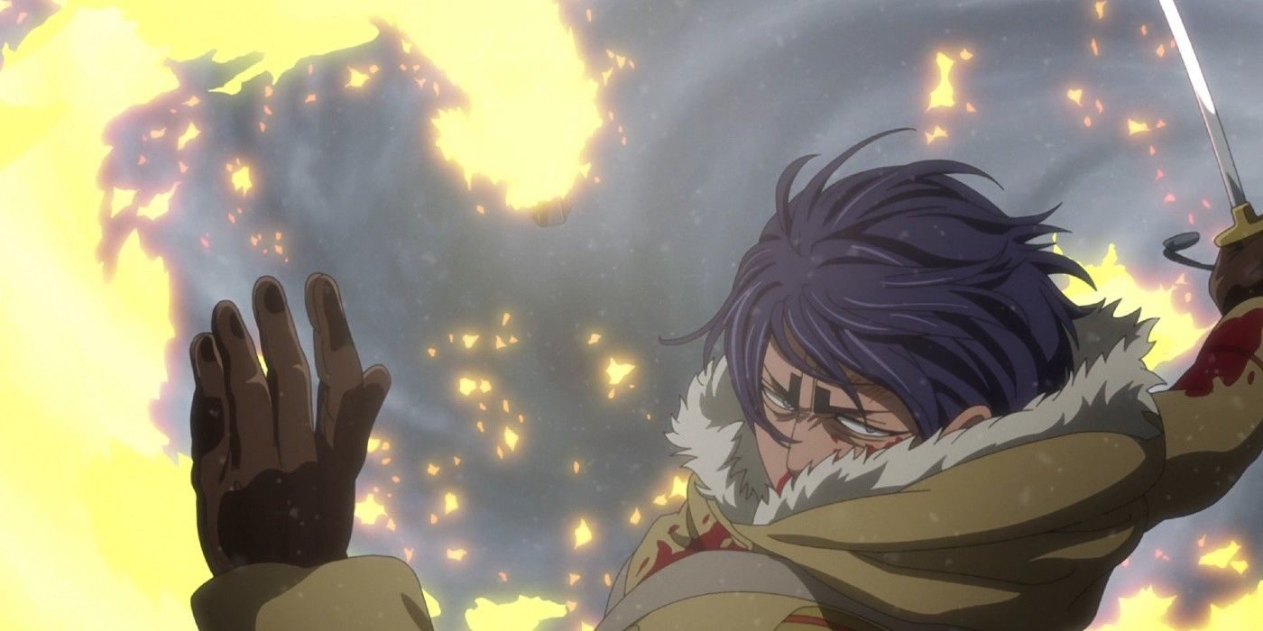 Koito cuts through an explosive in Golden Kamuy