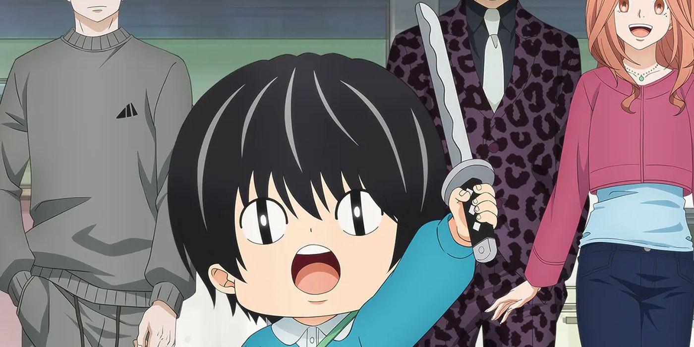 Kotaro wielding a toy katana with his neighbors
