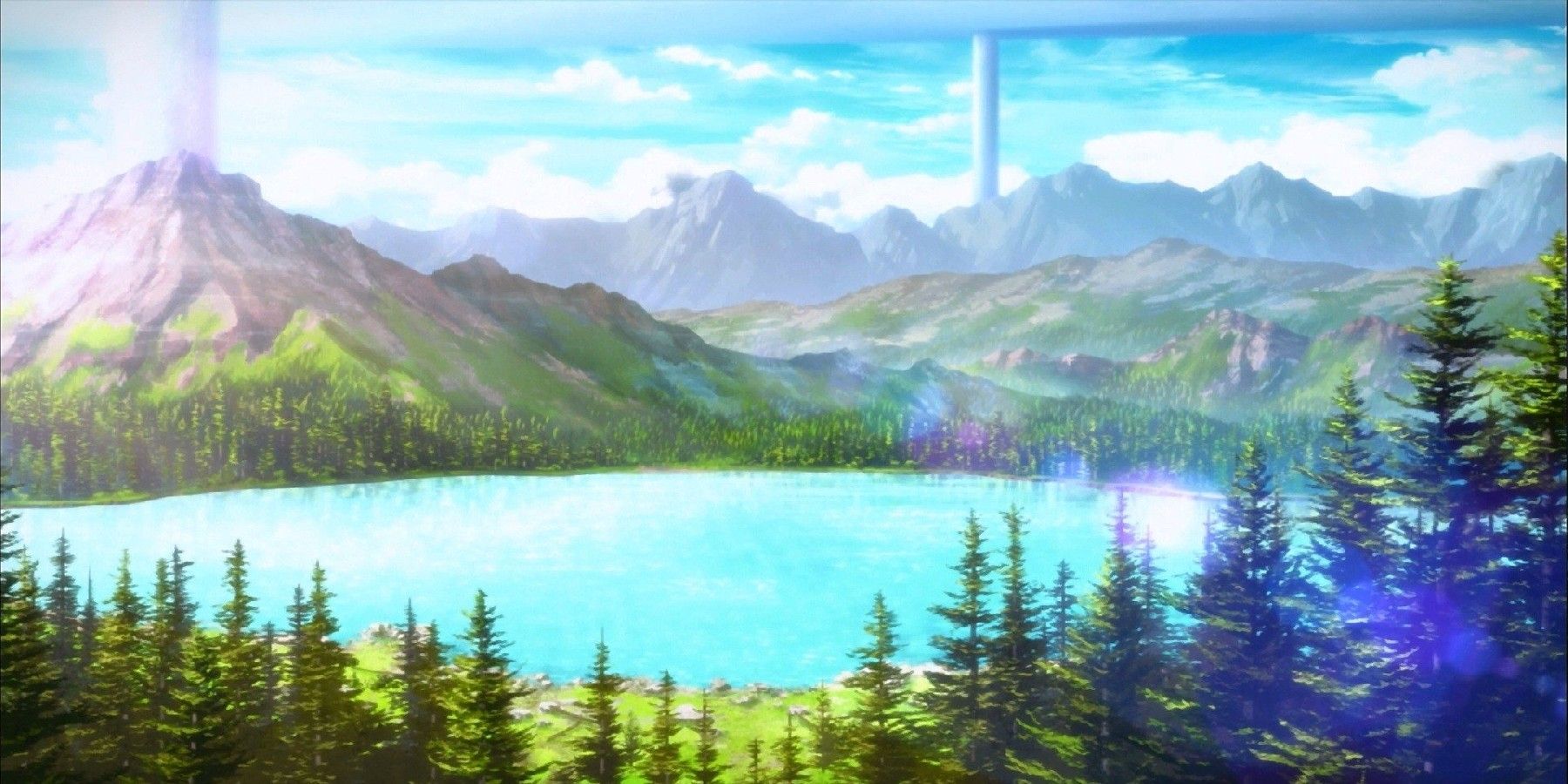 A lake in Sword Art Online's VR world Aincrad