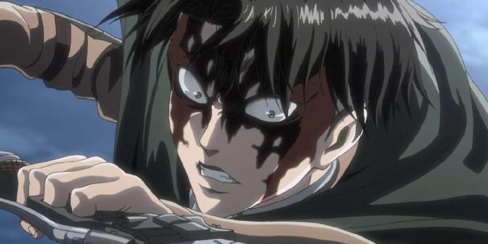 Levi bloodied and ready for battle.
