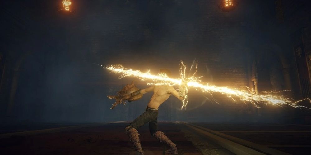 The lightning spear incantation in Elden Ring game
