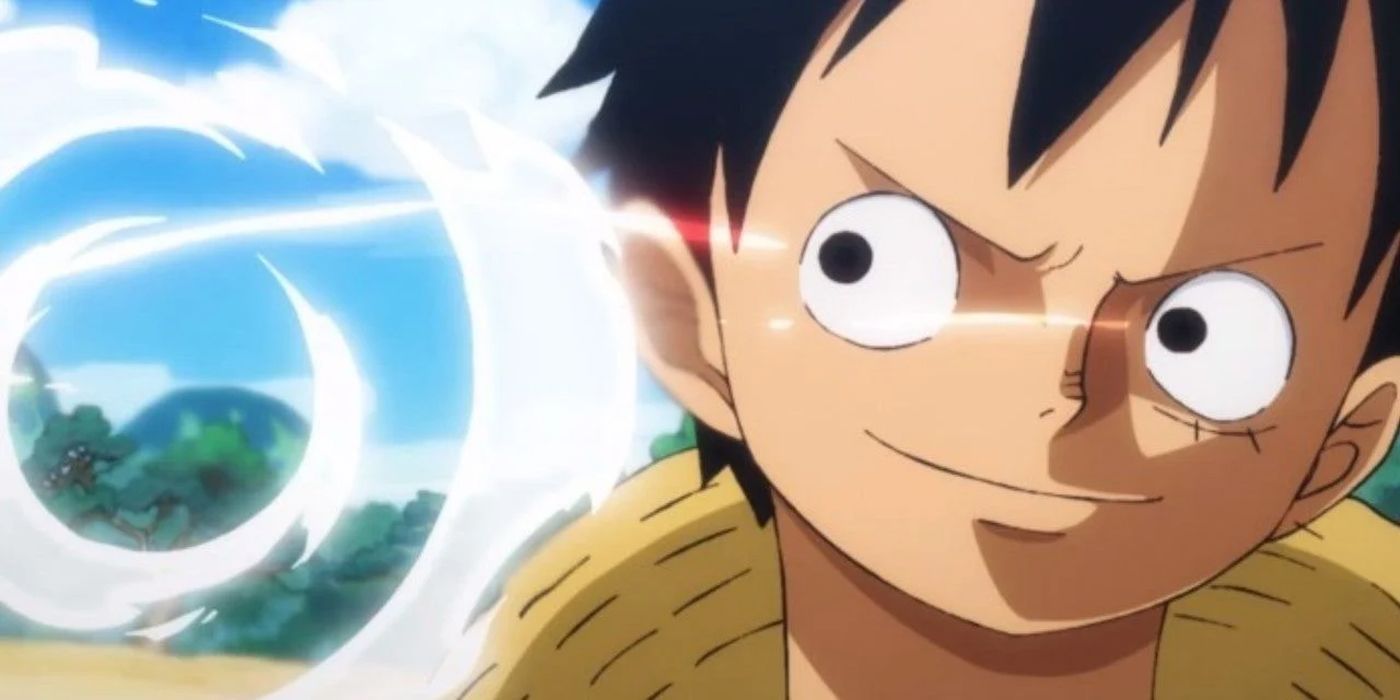 Luffy grinning while using Observation Haki in One Piece