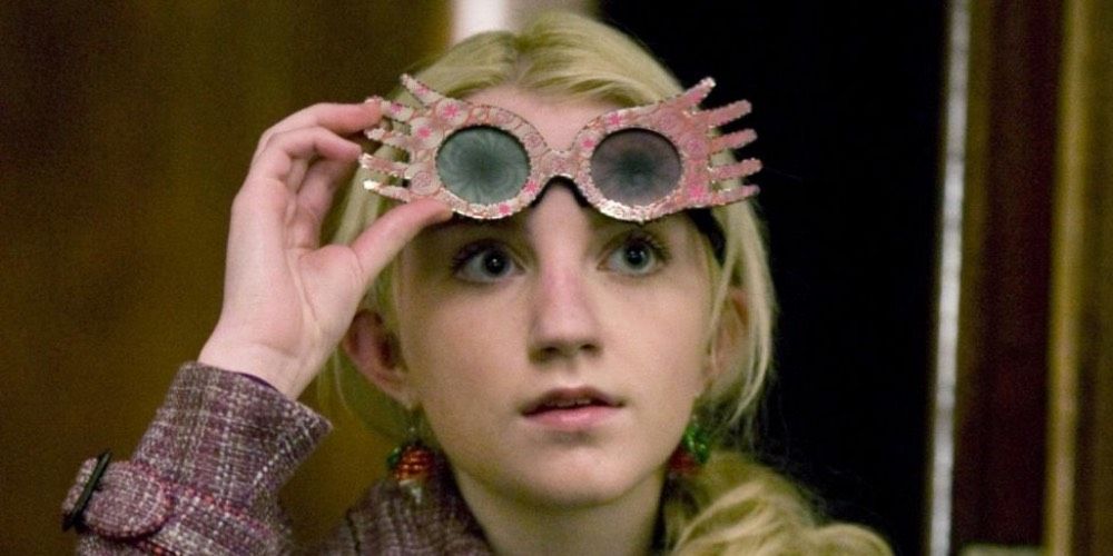 Luna Lovegood lifted her goggles in Harry Potter