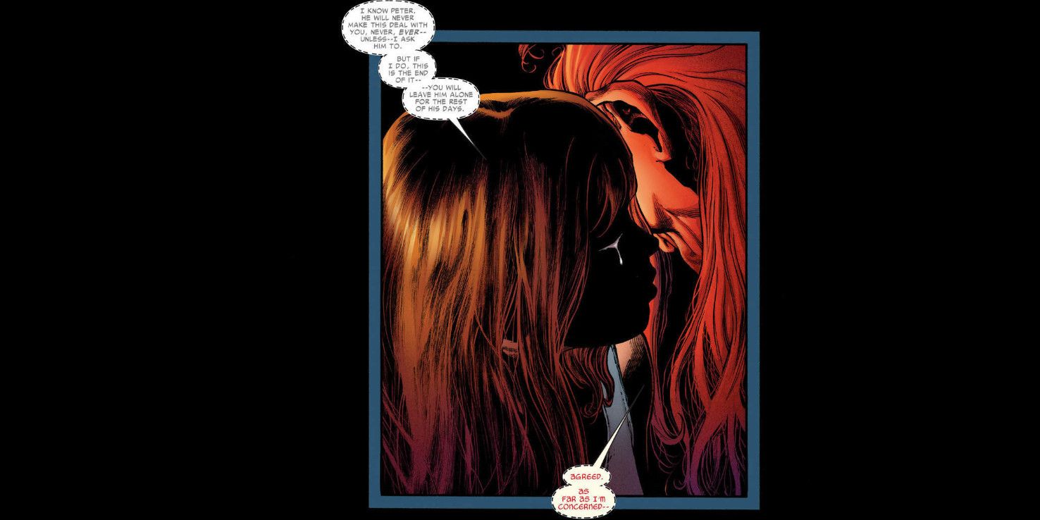 Mary Jane discusses  her deal with Mephisto in One Moment In Time.