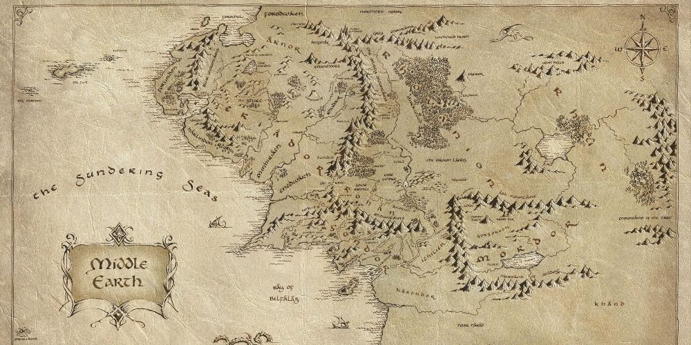 A map of Middle-Earth from Lord of the Rings movies