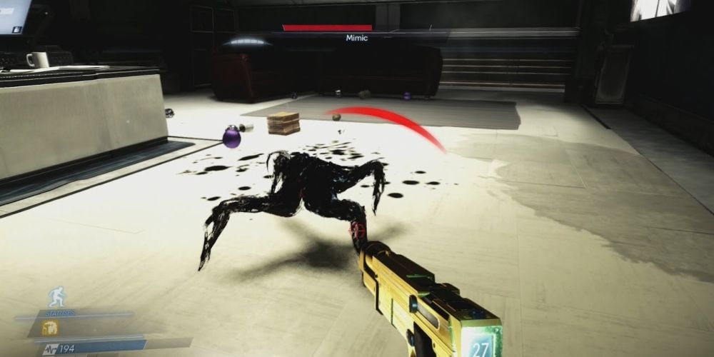 The player engaging a Mimic in Prey