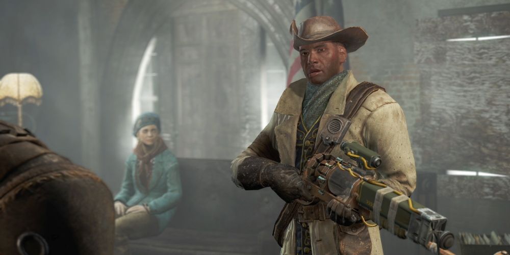 Preston Garvey and other Minutemen in Fallout 4 game