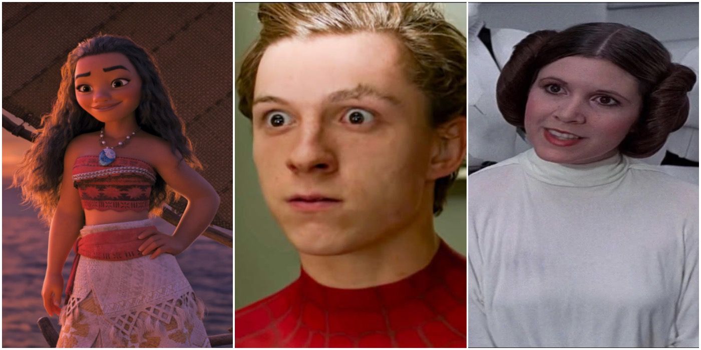 Moana from Moana, Peter Parker from Spiderman, Princess Leia from Star Wars