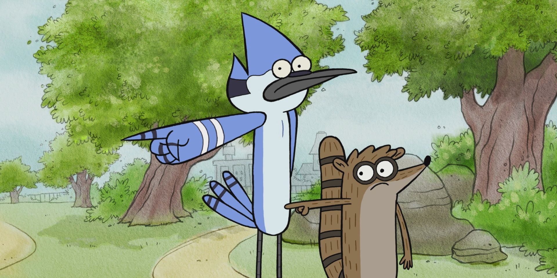 Mordecai and Rigby in Regular Show in the park