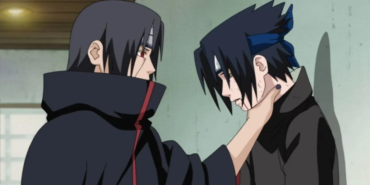Young Sasuke versus Itachi in Naruto.