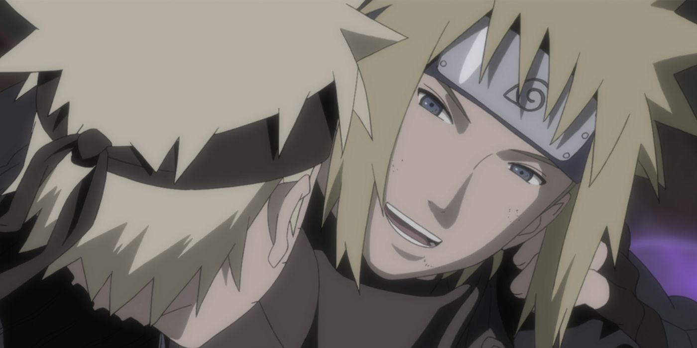 Minato smiling at Naruto in Naruto.
