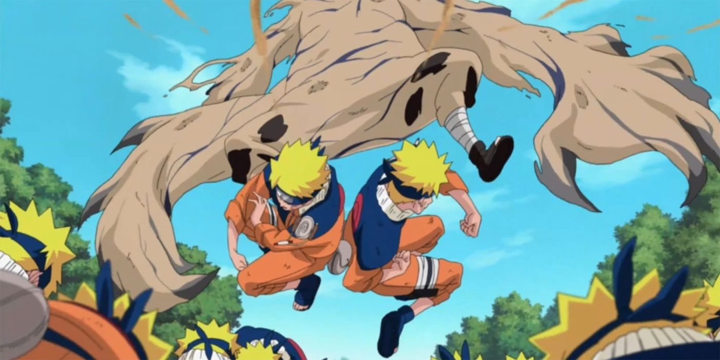Naruto chuta a forma de areia de Gaara.