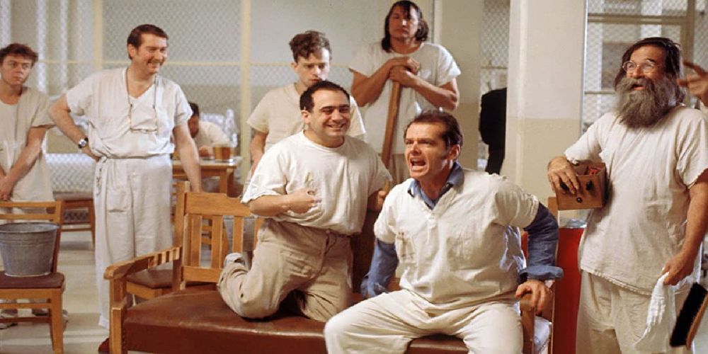 Jack Nicholson and the cast of One Flew Over The Cuckoo's Nest