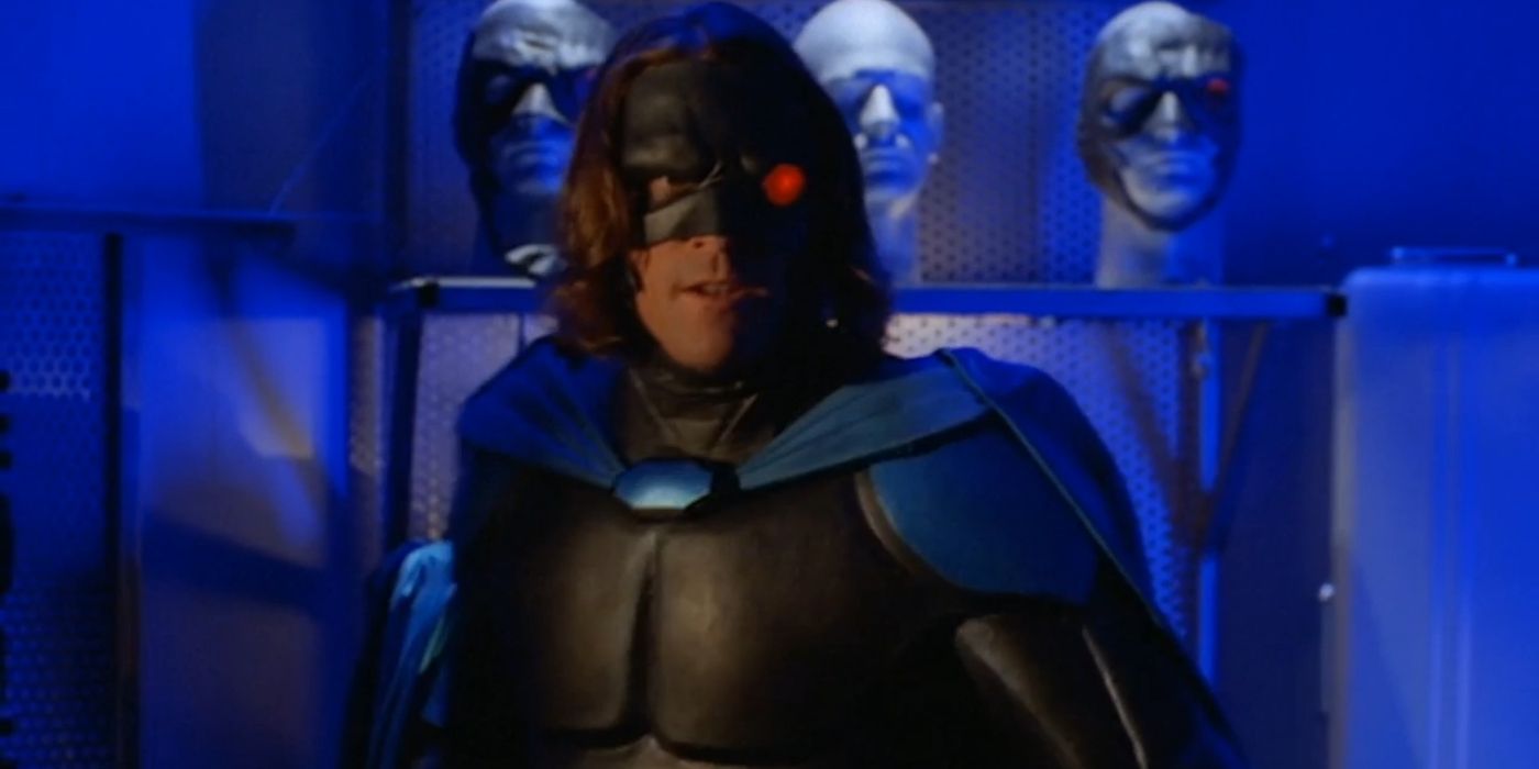 Nightman sports his costume in a cutscene from the TV series.