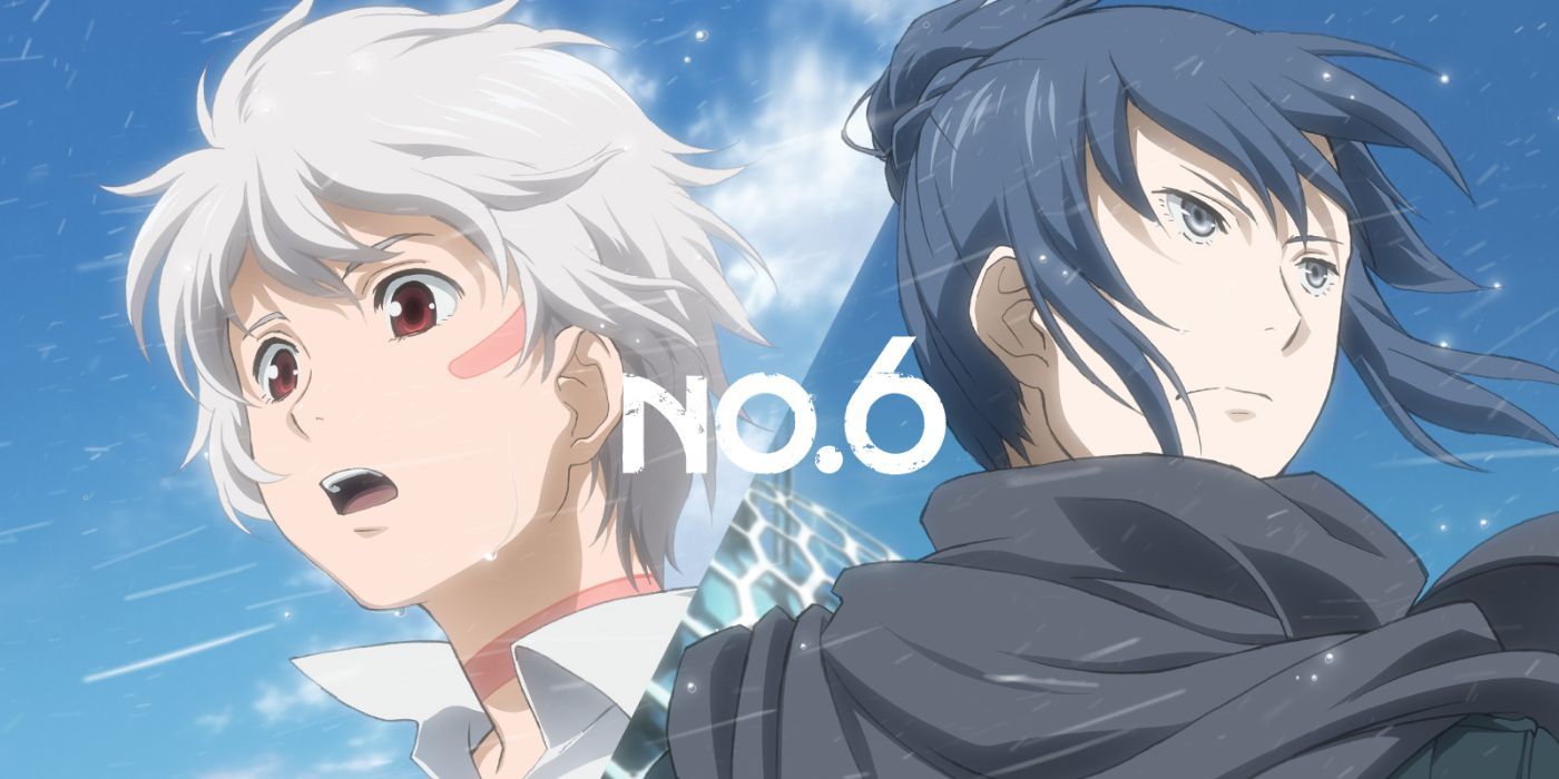 Shion and Nezumi in front of a blue sky in No. 6 manga.