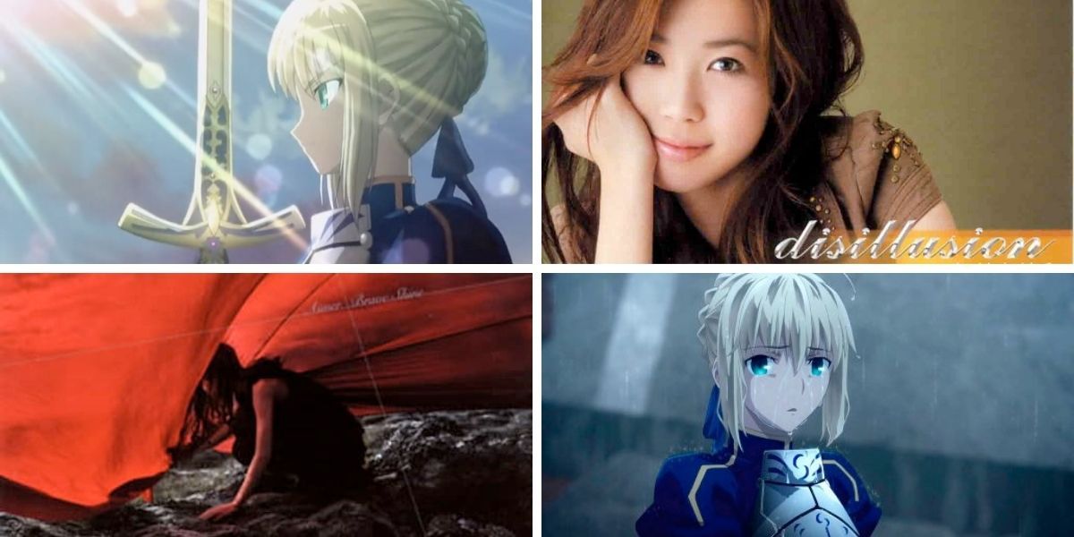 Images feature from Saber from Fate/Stay Night (2006) and Fate/Stay Night: Unlimited Blade Works (2014) and Sachi Tainaka and Aimer's albums