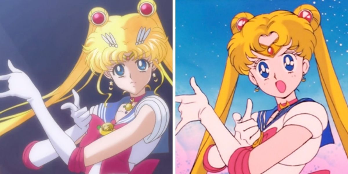 Images feature the characters from Usagi Tsukino (Sailor Moon) from Sailor Moon Crystal (2014) and Sailor Moon (1992)