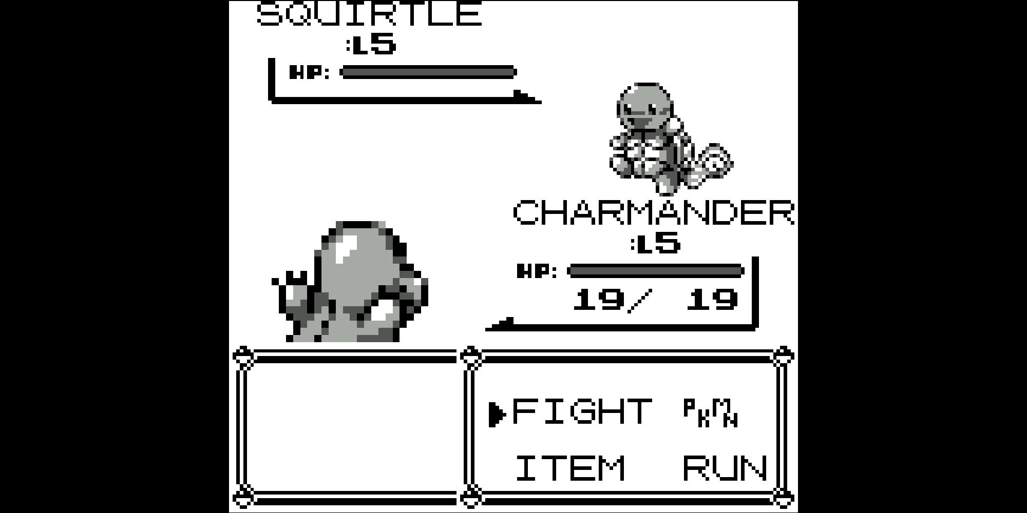 Charmander battling Squirtle in Pokemon Red and Pokemon Blue