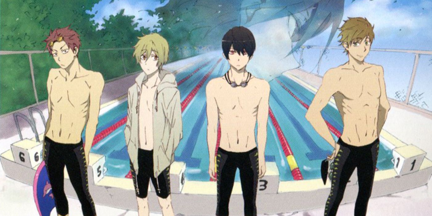 Promo Image for Free! featuring the main characters' beta designs