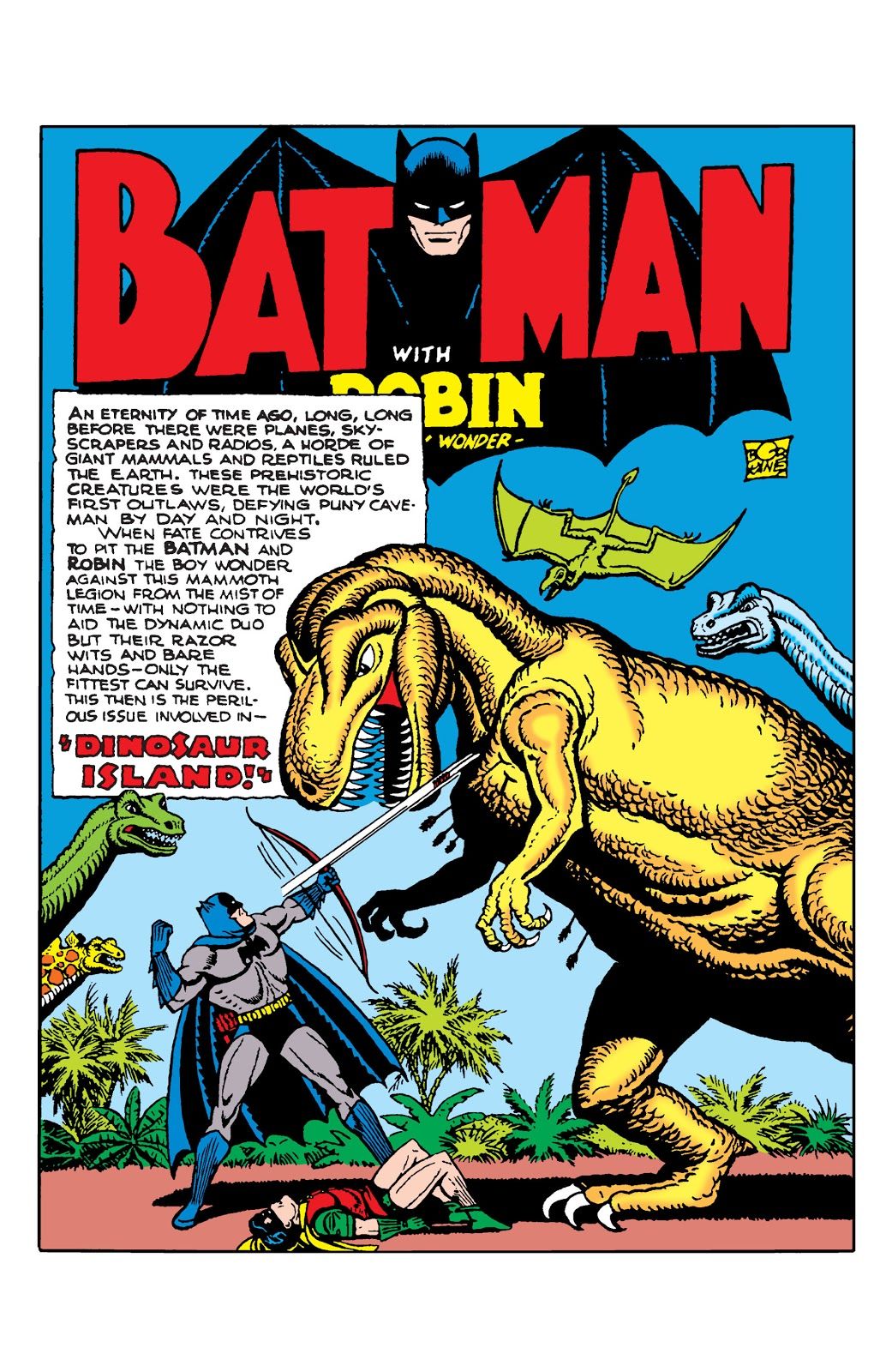 Batman and Robin on Dinosaur Island in Batman #35