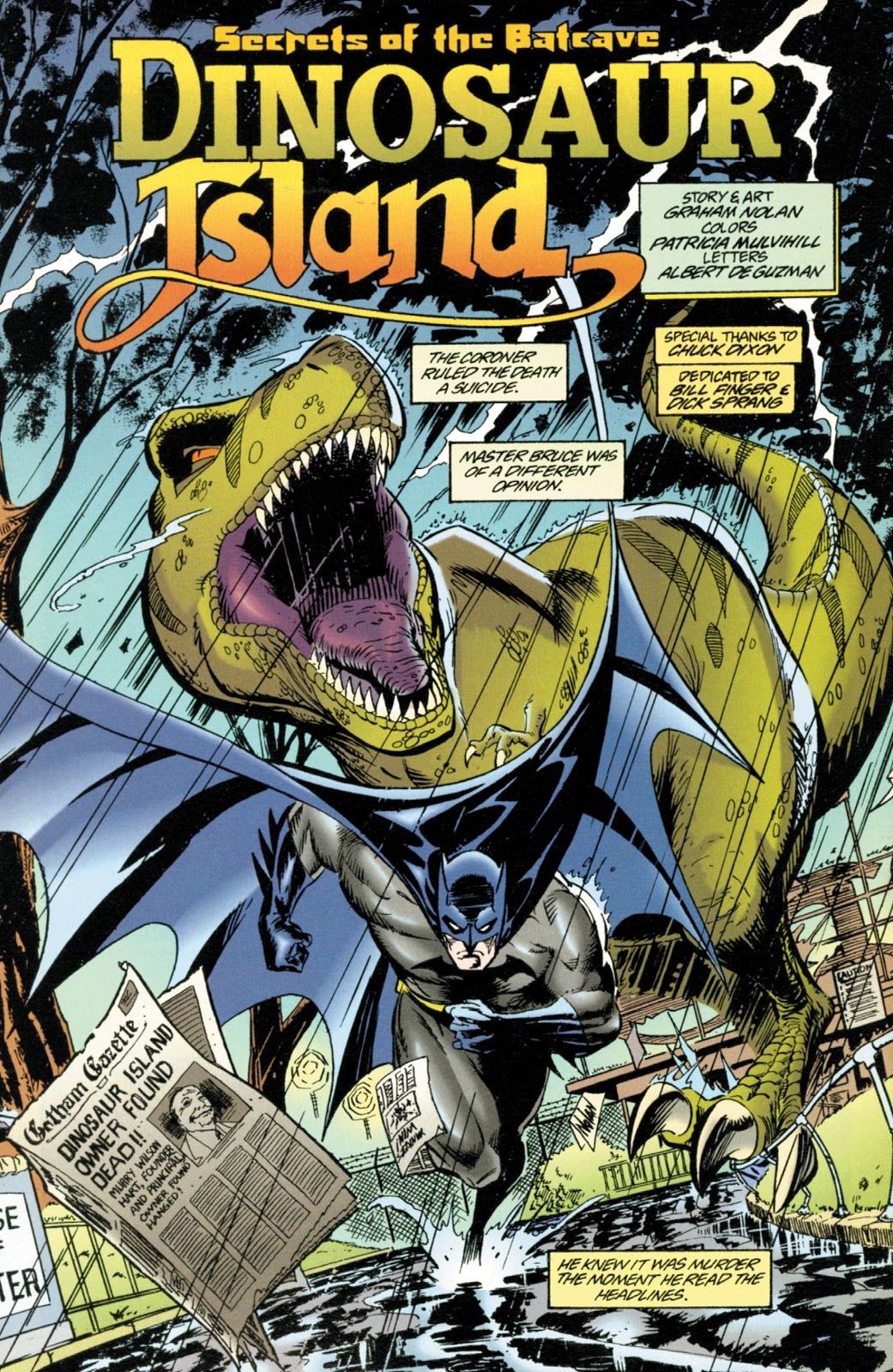 The origin of the T-Rex in Batman Chronicles Issue 8 Dinosaur Island