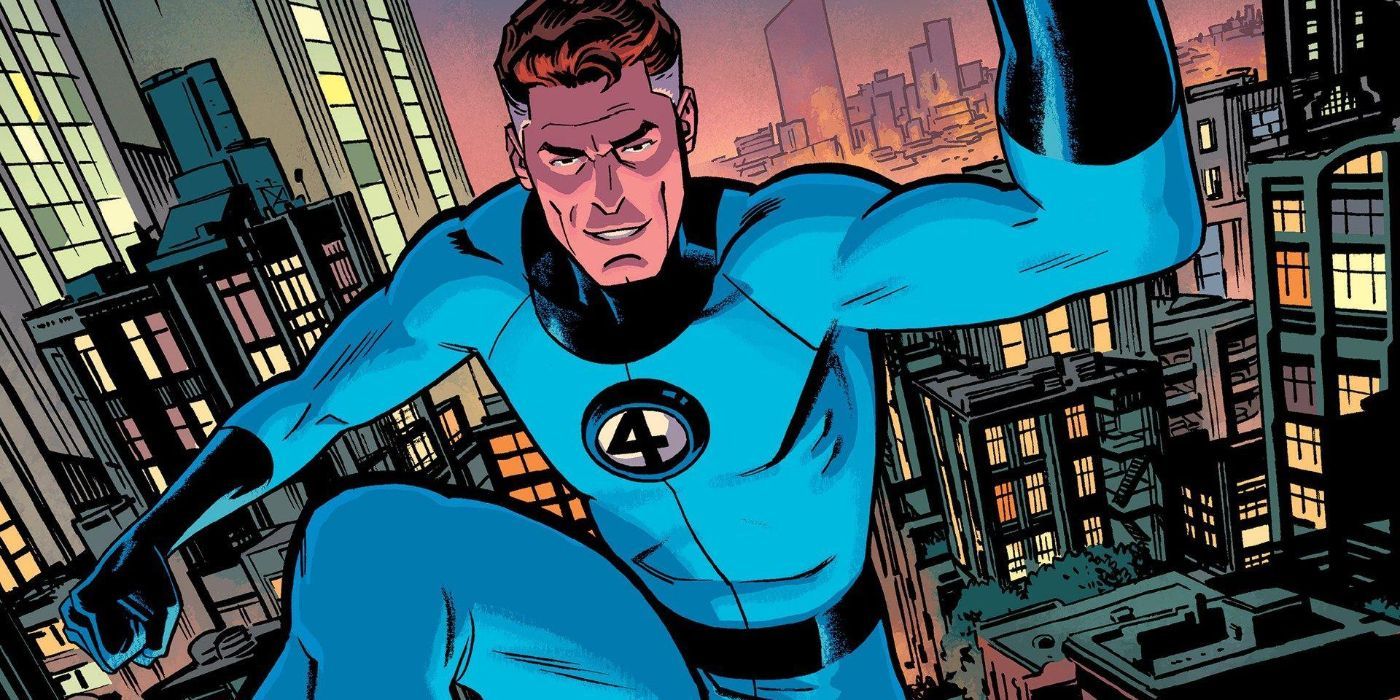 Reed Richards poses heroically in Marvel Comics