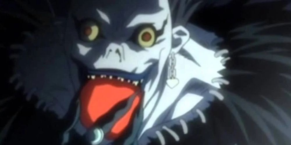 Ryuk with an apple in Death-Note.