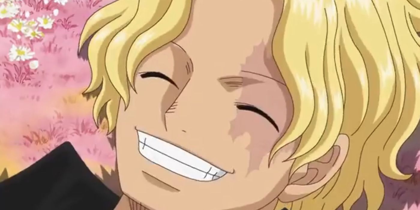 Sabo laying down and smiling in One Piece.