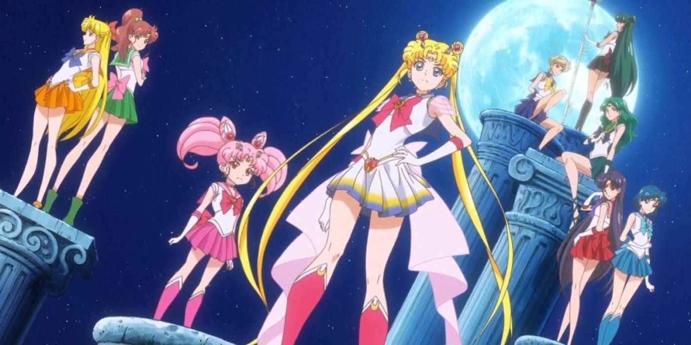 The Sailor Moon cast poses in the moonlight