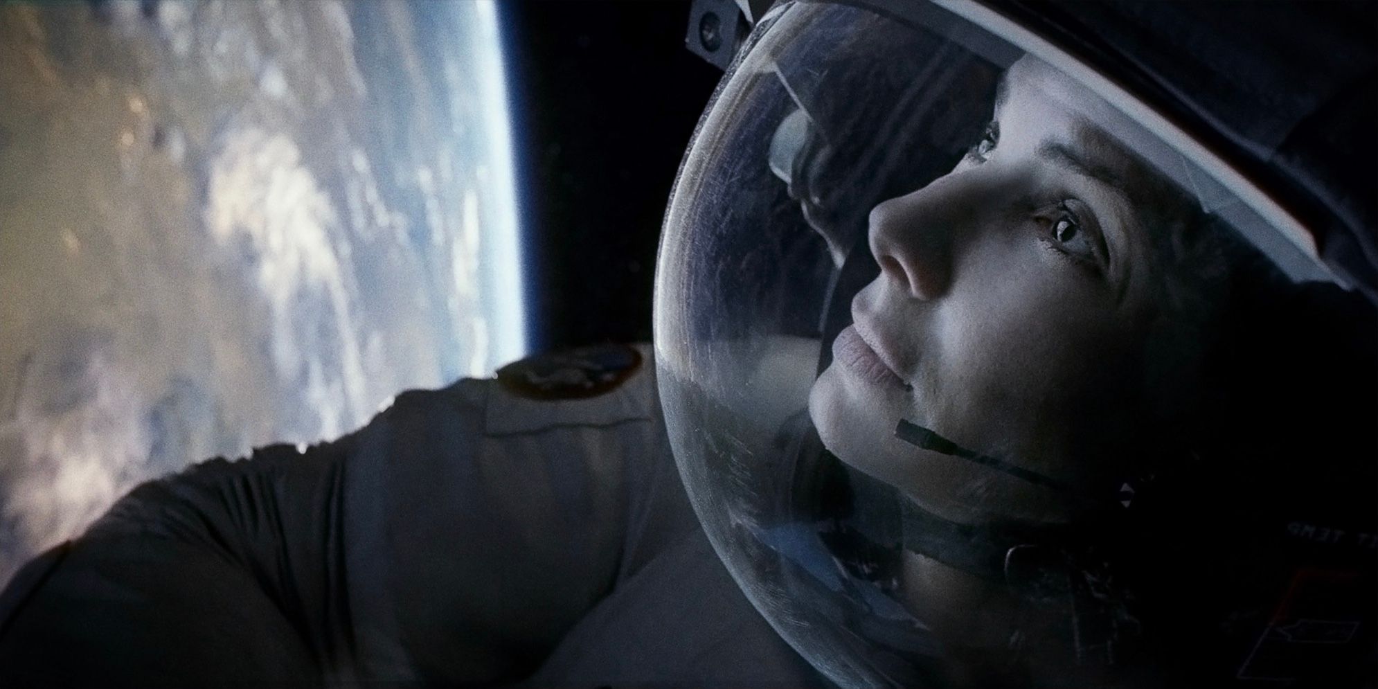 Sandra Bullock floating above Earth in 2013's sci-fi film, Gravity