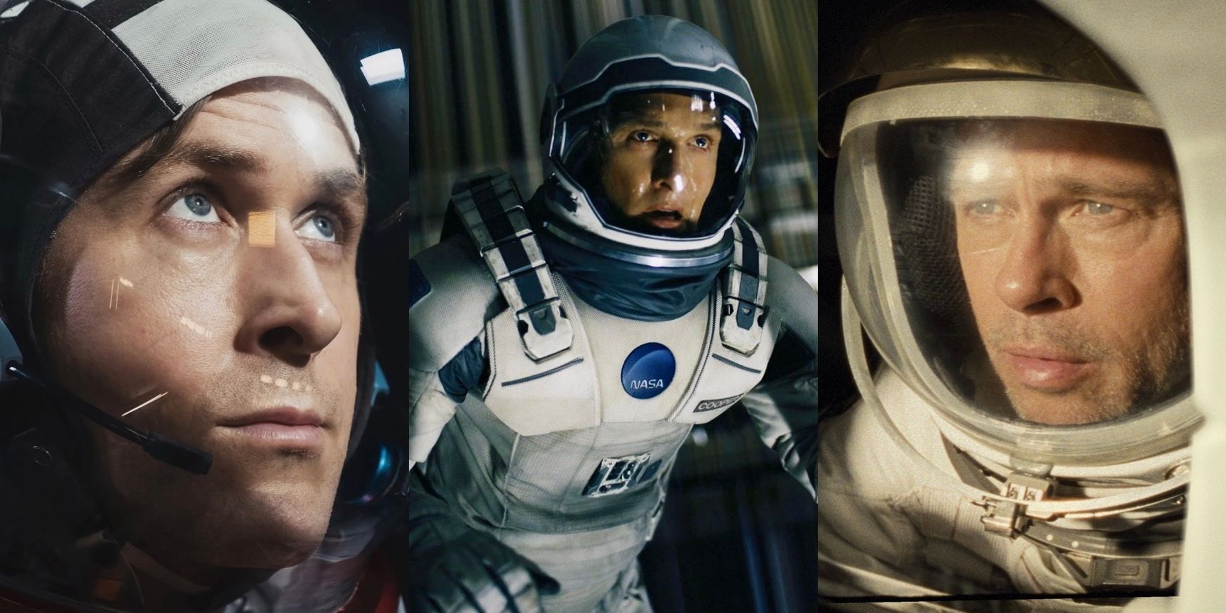 SPACE MOVIES FROM THE 2010S FEATURE IMAGE - FIRST MAN, INTERSTELLAR, AD ASTRA