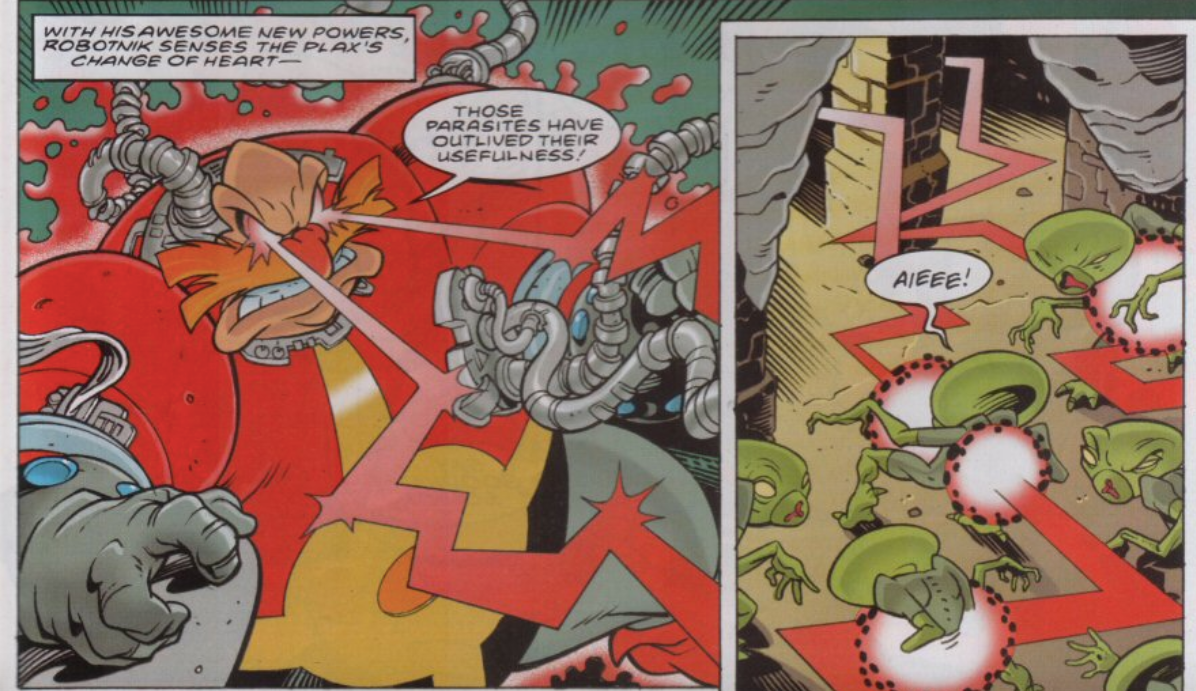 Dr Eggman destroying the Plax in Fleetway Publications Sonic the Comic #173