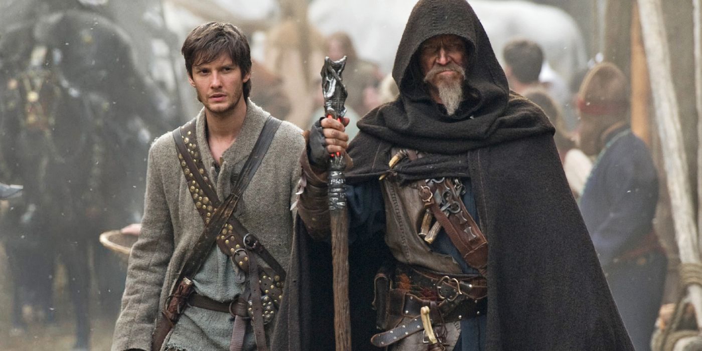 TOm walking with Master Gregory in Seventh Son