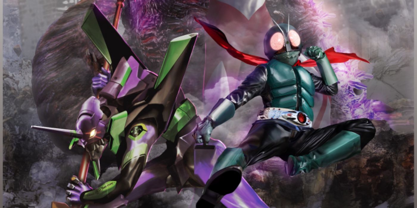 Eva Unit 01 and Kamen Rider in the new Shin Japan Heroes Universe crossover