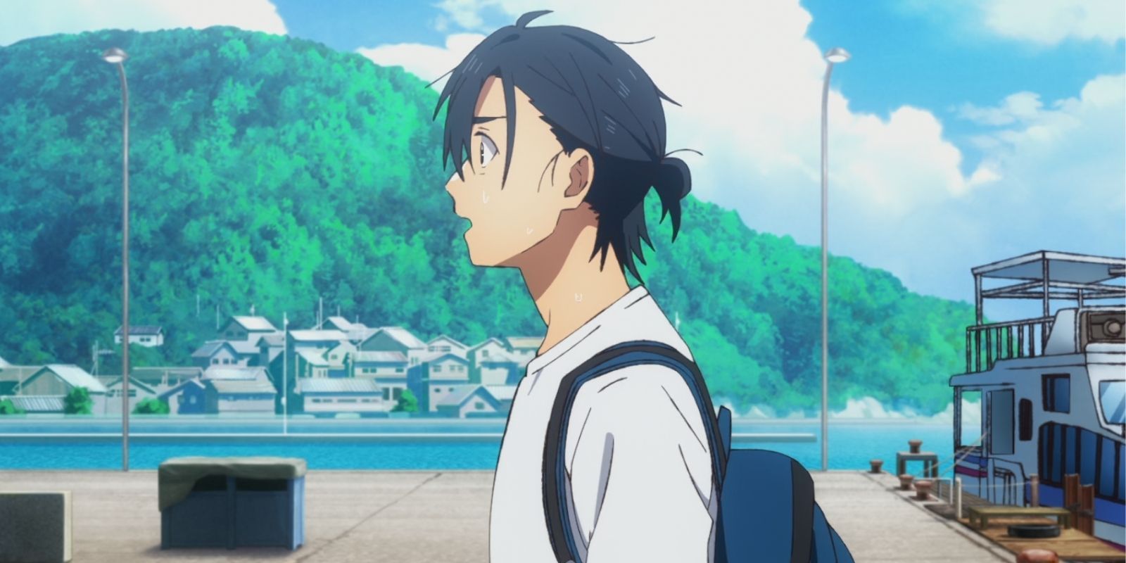 Shinpei looking shocked in Episode 2 of Summer Time Rendering