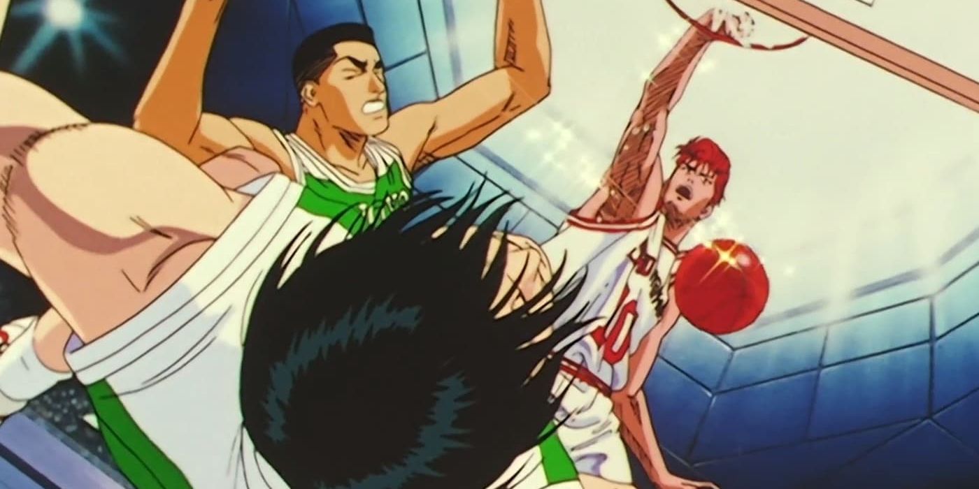 A shot gets blocked in the original Slam Dunk anime