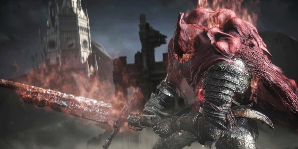 Slave Knight Gael entering the final phase of his boss fight in Dark Souls III