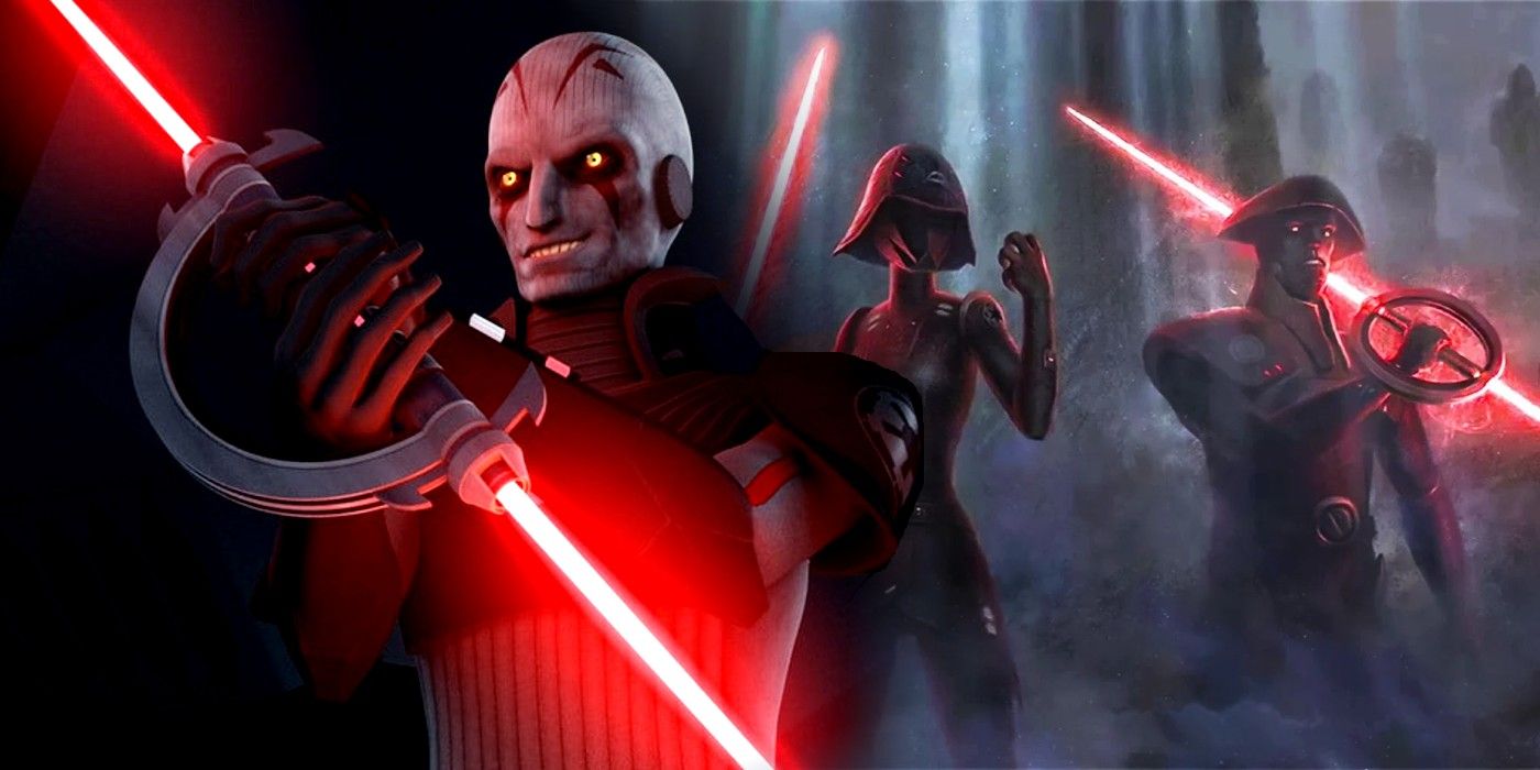 The Inquisitors wield their lightsabers with menacing stances