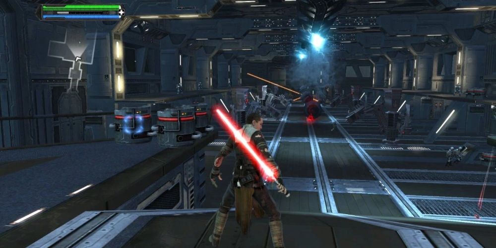 Starkiller with his lightsaber drawn in Star Wars The Force Unleashed
